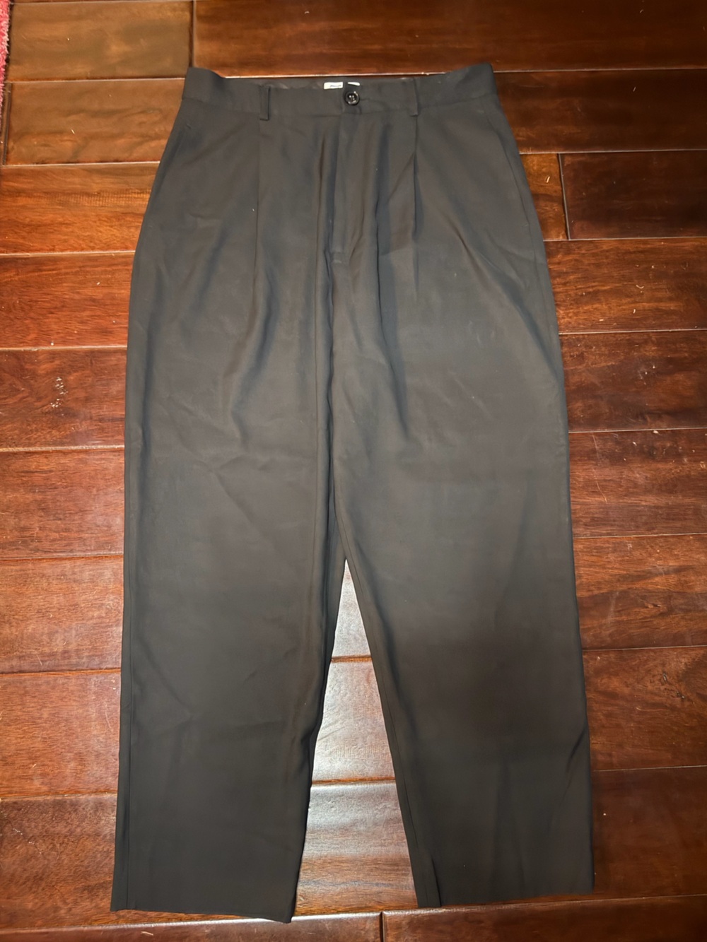 CO Collection Black Viscose Wool Pleated Wide Leg Trousers Size 8